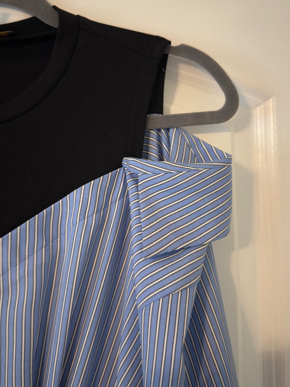 Maje Striped Blue Tie-Waist Shirt Dress - Picture 5 of 13